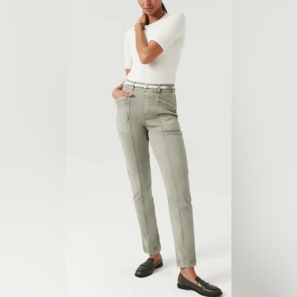 Spanx Stretch Twill Straight Leg Pull On Pants Olive Oil Green Women’s Size XL - Picture 10 of 12